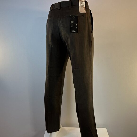 Haggar Men's Textured Stria Plain-Front Brown Dress Pant - Size 32 x 30 - NWT$65 - Picture 4 of 5